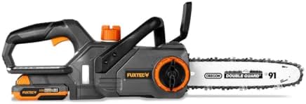 FUXTEC Akku Kettensäge 20V FX-E1KS20 – 10" Schwert für Garten- und Holzarbeiten, 5 m/s Kettengeschwindigkeit