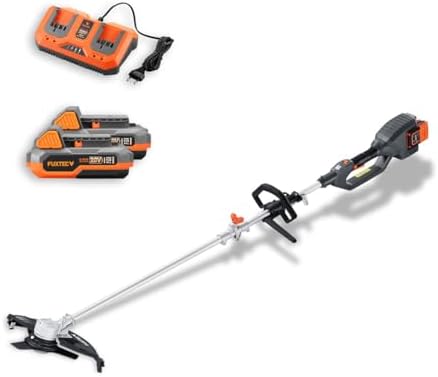 FUXTEC Akku Motorsense 2x20V FX-E2MSSET – Leichtes Gartengerät mit 25,5-35cm Schnittbreite für effizientes Rasenpflegen