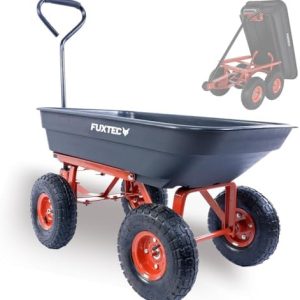 FUXTEC Kippwagen FX-KW2175 – Robuste Gartenkarre bis 300 kg, ideale Transportlösung mit großen Lufträdern