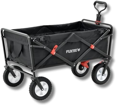 FUXTEC Bollerwagen FX-CT100 schwarz – faltbarer Transportwagen, 75kg, ideal für Kinder beim Strand, Ausflügen & Festival