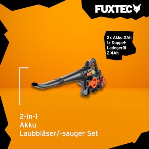 FUXTEC 40 Volt 2in1 Akku-Laubbläser/-Sauger Set – Leistungsstarker Laubhäcksler für müheloses Laubfahren im Garten!