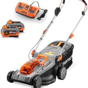 FUXTEC 40V Akku Rasenmäher E2RM37 – 37cm Schnittbreite, kabellos & variabel einstellbare Schnitthöhe für einen perfekten