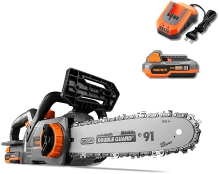 FUXTEC Akku Kettensäge 20V FX-E1KS20 – 10" Schwert für Garten- und Holzarbeiten, 5 m/s Kettengeschwindigkeit