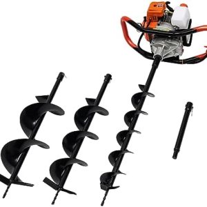 52CC Benzin-Erdlochbohrer für Gartenprojekte – 2-Takt Handbohrer mit 3 Bohrdurchmessern und 1.2L Kraftstofftank