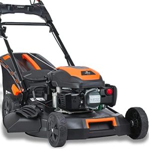 FUXTEC 4in1 Benzin Rasenmäher FX-RM5170eS – E-Start Gartenmäher mit 51 cm Schnittbreite und Seitenauswurf für müheloses