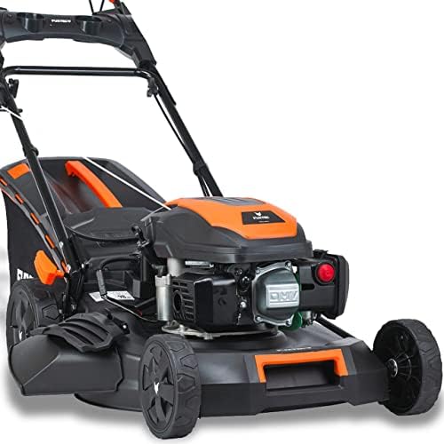FUXTEC 4in1 Benzin Rasenmäher FX-RM5170eS – E-Start Gartenmäher mit 51 cm Schnittbreite und Seitenauswurf für müheloses