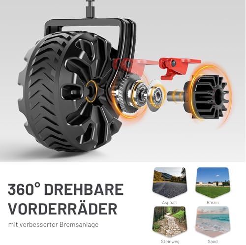 TIMBER RIDGE XXL Bollerwagen Faltbar 200L mit Breitreifen, Handwagen für Strand & Camping, 100kg Tragfähigkeit, inklusiv