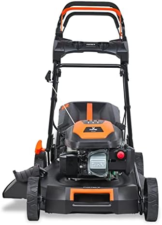 FUXTEC 4in1 Benzin Rasenmäher FX-RM5170eS – E-Start Gartenmäher mit 51 cm Schnittbreite und Seitenauswurf für müheloses