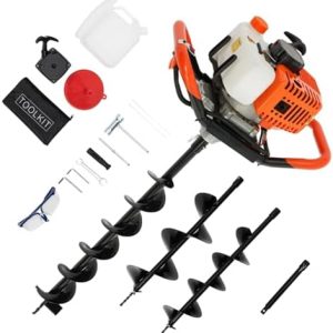 Benzin-Erdbohrer 52cc mit 3 Bohrern (100/150/200mm) | 1,98PS & 108cm Bohrtiefe – ideal für Gartenbau & Pfahlsetzung!