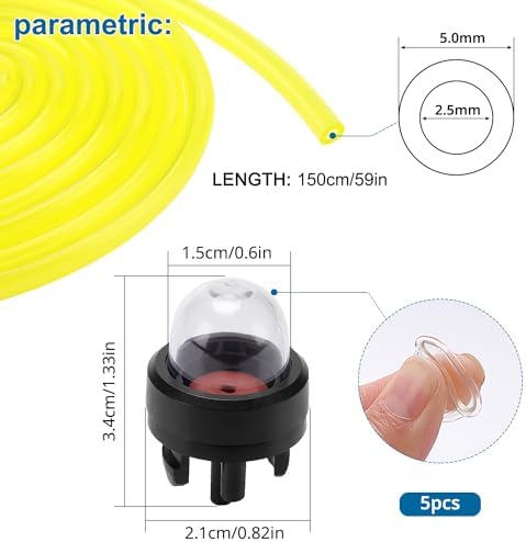 VooGenzek 2 Stück Universal Benzinfilter Kit für Freischneider, Trimmer und Mäher – Robuste Kraftstoffleitung mit Dichtu