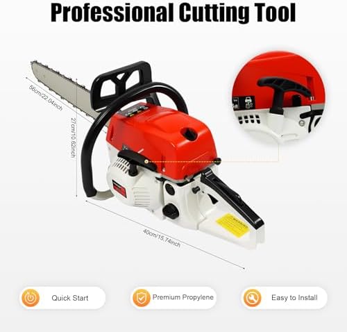 Benzin Kettensäge 52 cm³ 2 kW – Leistungsstarke Motorsäge für Waldernte und Holzschnitt, 22 Zoll Führungskette
