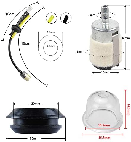 Benzinschlauch Dichtung für Motorsense - Dreiloch Benzinfilter Kit, Universal Ersatzteile für Erdbohrer & Heckenschneide