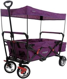 Fuxtec Faltbarer Bollerwagen FX-CT500 Purpur mit Dach - Ideal für Ausflüge & Transport