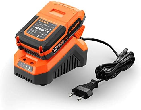 FUXTEC Li-Ion Doppel-Schnell-Ladegerät 2,4A für 20V Gartengeräte –Effizientes Laden für 2Ah & 4Ah Batterien