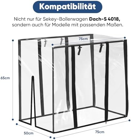 Sekey XXL Faltbarer Bollerwagen mit Dach – 150L, 150KG, ideal für Strand & Camping-Ausflüge, Schwarz