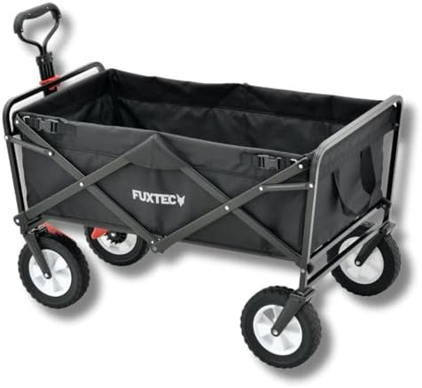 FUXTEC Bollerwagen FX-CT100 schwarz – faltbarer Transportwagen, 75kg, ideal für Kinder beim Strand, Ausflügen & Festival