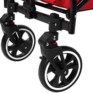 FUXTEC Bollerwagen FX-CT850 Grau mit Dach - Faltbarer Transportwagen für Ausflüge, inkl. Hecktasche und Schiebegriff