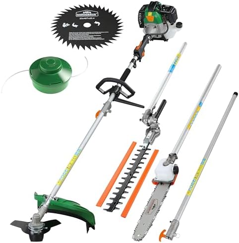 GARDEBRUK® 5-in-1 Benzin Motorsense mit Hochentaster & verstellbarem Tragegurt für effiziente Gartenpflege