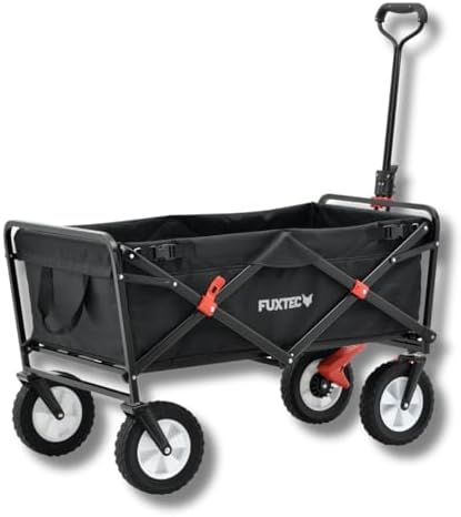 FUXTEC Bollerwagen FX-CT100 schwarz – faltbarer Transportwagen, 75kg, ideal für Kinder beim Strand, Ausflügen & Festival