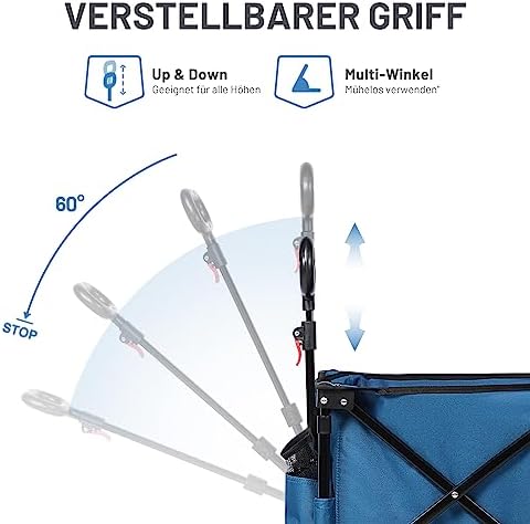 TIMBER RIDGE XXL Bollerwagen Faltbar 200L mit Breitreifen, Handwagen für Strand & Camping, 100kg Tragfähigkeit, inklusiv