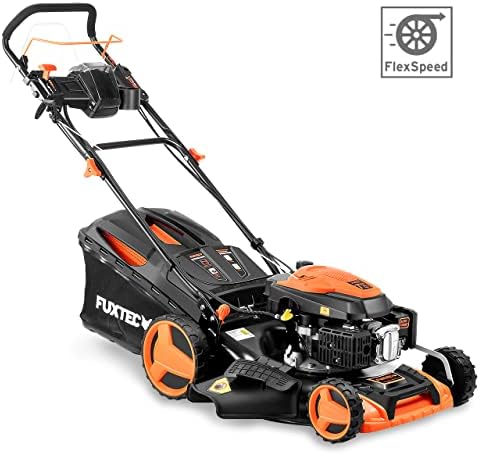 FUXTEC 4in1 Benzin Rasenmäher FX-RM5170eS – E-Start Gartenmäher mit 51 cm Schnittbreite und Seitenauswurf für müheloses