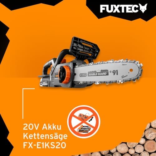 FUXTEC Akku Kettensäge 20V FX-E1KS20 – 10" Schwert für Garten- und Holzarbeiten, 5 m/s Kettengeschwindigkeit