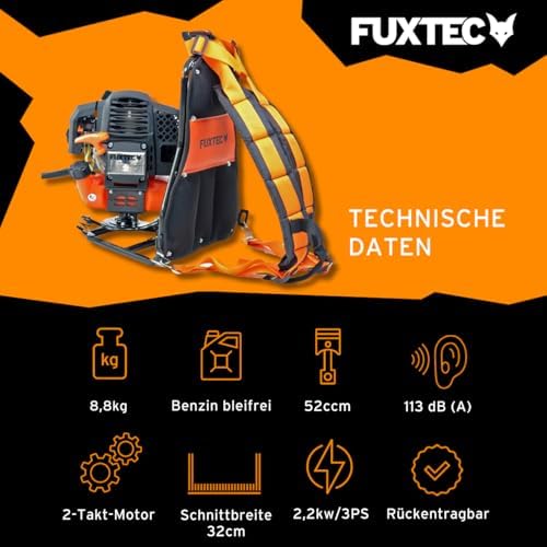 FUXTEC FX-MS152T Benzin Motorsense 2in1 Multitool - 52cc, 3 PS mit Rucksack für müheloses Trimmen!