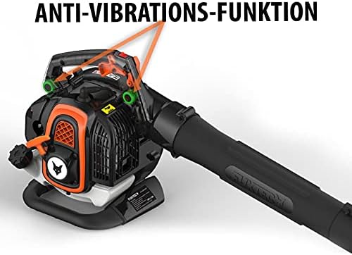 FUXTEC Profi Benzin Laubsauger FX-LBS126P – Leistungsstarker Laubbläser & Häcksler für Ihren Garten – 60L Fangsack & Ant