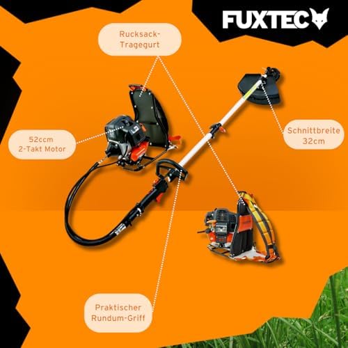 FUXTEC FX-MS152T Benzin Motorsense 2in1 Multitool - 52cc, 3 PS mit Rucksack für müheloses Trimmen!