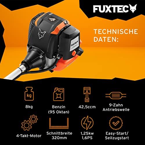 FUXTEC Benzin Motorsense FX-4MS142, leistungsstarker 4-Takt-Rasentrimmer mit 320 mm Schnittkreis für effiziente Gartenpf