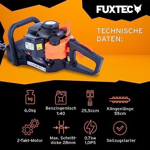 Fuxtec Benzin Heckenschere FX-MH126 - 60 cm Schwert, 2-Takt Motor, verstellbarer Griff für präzise Gartenpflege