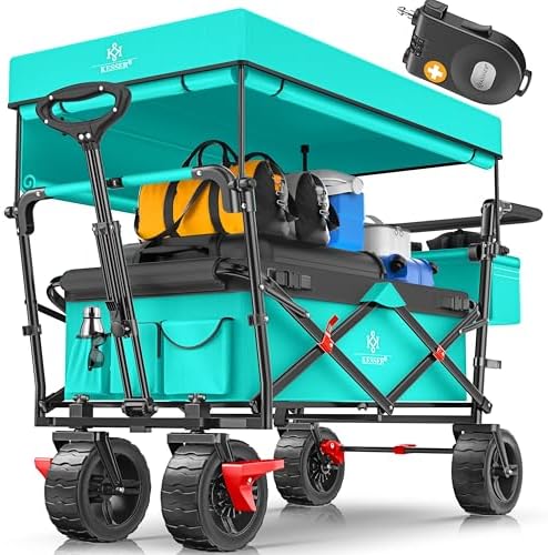 KESSER® Bollerwagen GT9000 faltbar mit Dach | 150kg belastbar, Hartgummi-Räder, ideal für Ausflüge