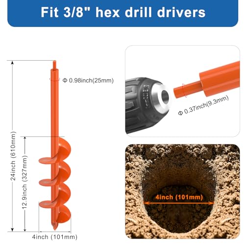 BeneLabel 2er Set Gartenbohrer für Pfostenlöcher - Spiraldurchmesser 23x4,1cm & 31x7,6cm, ideal für Blumenzwiebeln und Z