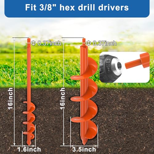 BeneLabel 2er Set Gartenbohrer für Pfostenlöcher - Spiraldurchmesser 23x4,1cm & 31x7,6cm, ideal für Blumenzwiebeln und Z