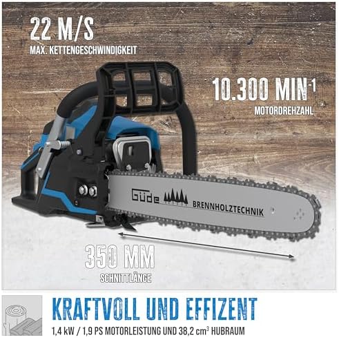 Güde Benzin-Kettensäge KS 400-38 - Leistungsstarker 36 cm Schneidkraft für die Holzbearbeitung im Garten