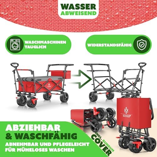 KESSER® Bollerwagen GT9000 faltbar mit Dach | 150kg belastbar, Hartgummi-Räder, ideal für Ausflüge