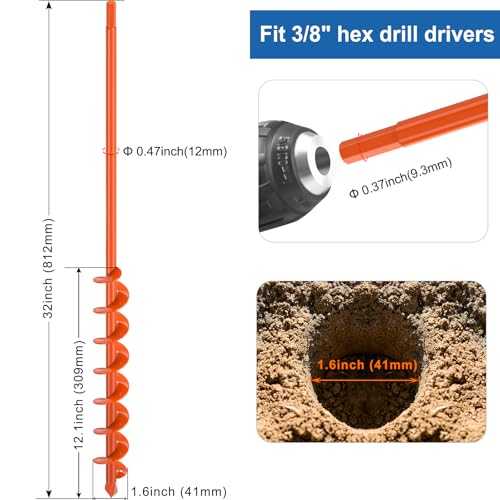 BeneLabel 2er Set Gartenbohrer für Pfostenlöcher - Spiraldurchmesser 23x4,1cm & 31x7,6cm, ideal für Blumenzwiebeln und Z