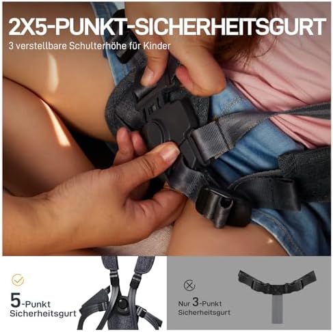 EVER ADVANCED Faltbarer Bollerwagen für 2 Kinder mit Dach & Sicherheitsgurten, ideal für Ausflüge