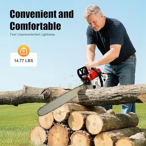 Benzin Kettensäge 52 cm³ 2 kW – Leistungsstarke Motorsäge für Waldernte und Holzschnitt, 22 Zoll Führungskette
