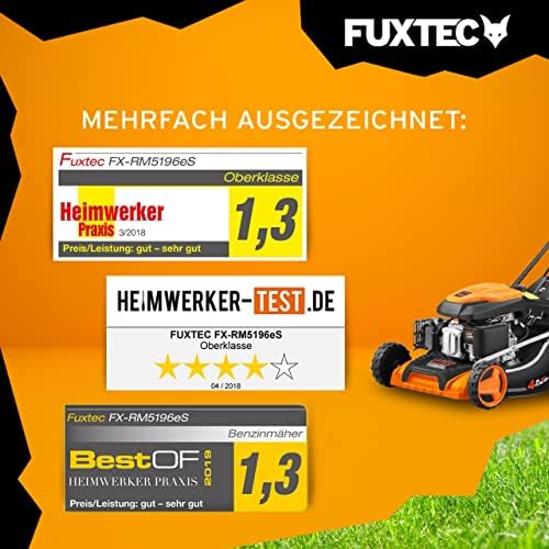 FUXTEC 4in1 Benzin Rasenmäher FX-RM5170eS – E-Start Gartenmäher mit 51 cm Schnittbreite und Seitenauswurf für müheloses