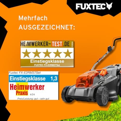 FUXTEC 40V Akku Rasenmäher E2RM37 – 37cm Schnittbreite, kabellos & variabel einstellbare Schnitthöhe für einen perfekten