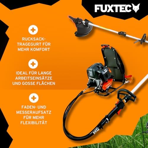 FUXTEC FX-MS152T Benzin Motorsense 2in1 Multitool - 52cc, 3 PS mit Rucksack für müheloses Trimmen!