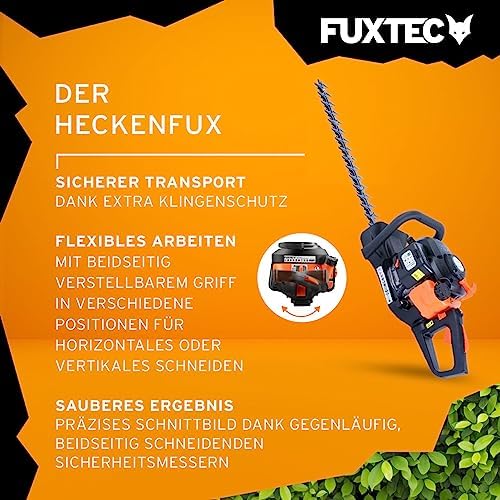 Fuxtec Benzin Heckenschere FX-MH126 - 60 cm Schwert, 2-Takt Motor, verstellbarer Griff für präzise Gartenpflege