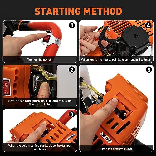 52CC Benzin-Erdlochbohrer für Gartenprojekte – 2-Takt Handbohrer mit 3 Bohrdurchmessern und 1.2L Kraftstofftank