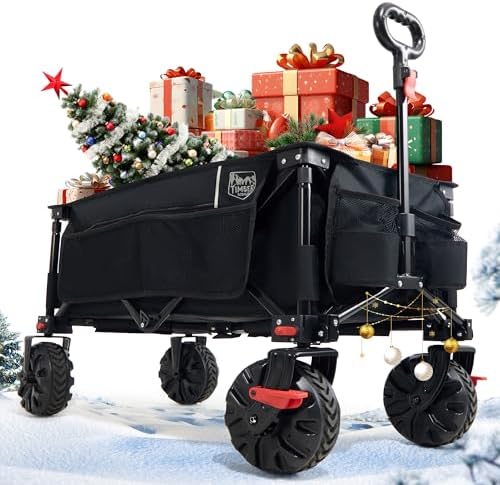 TIMBER RIDGE XXL Bollerwagen Faltbar 200L mit Breitreifen, Handwagen für Strand & Camping, 100kg Tragfähigkeit, inklusiv