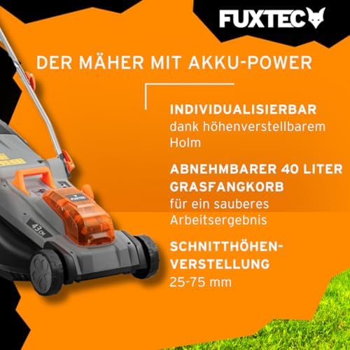 FUXTEC Akku Rasenmäher 40V 43cm mit variabler Schnitthöhe – kabellos für Ihren gepflegten Garten!