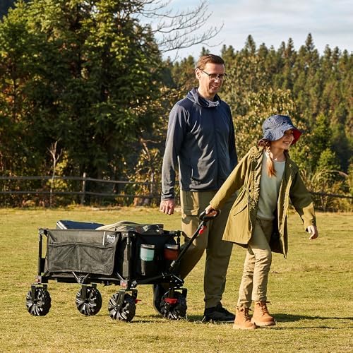 TIMBER RIDGE XXL Bollerwagen Faltbar 200L mit Breitreifen, Handwagen für Strand & Camping, 100kg Tragfähigkeit, inklusiv