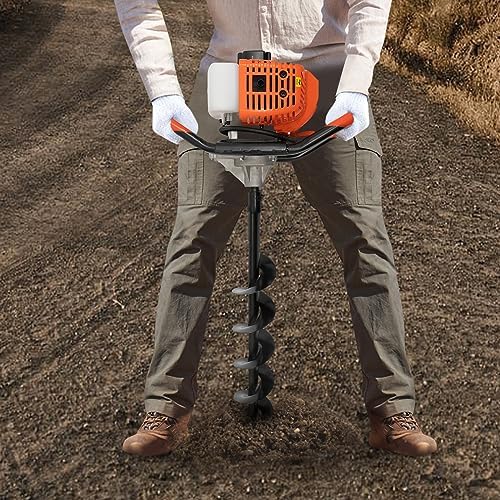 Benzin-Erdbohrer 52cc mit 3 Bohrern (100/150/200mm) | 1,98PS & 108cm Bohrtiefe – ideal für Gartenbau & Pfahlsetzung!