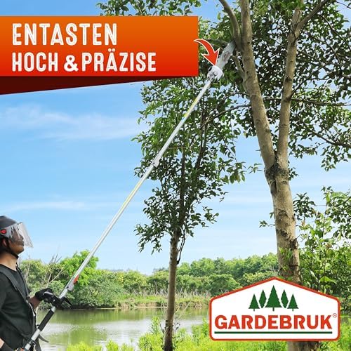 GARDEBRUK® 5-in-1 Benzin Motorsense mit Hochentaster & verstellbarem Tragegurt für effiziente Gartenpflege