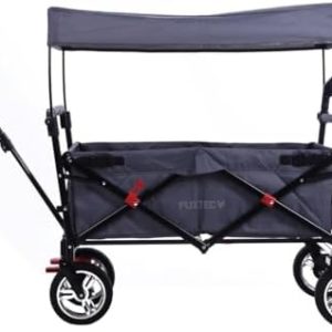 Fuxtec Faltbarer Bollerwagen FX-CT700 Grau mit Dach – idealer Transportwagen für Ausflüge | komfortabler Schiebegriff &